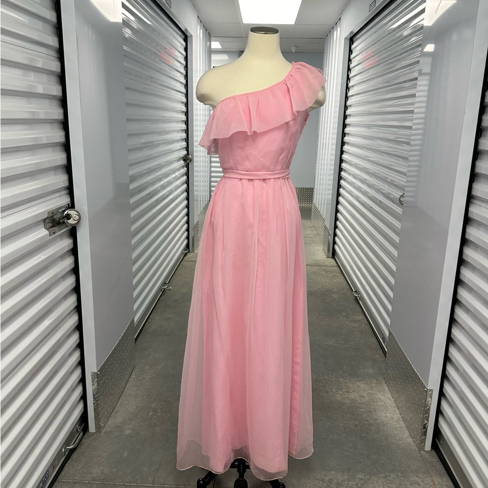 1970s One Shoulder Pastel Jerry Silverman Dress